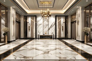 豪华大理石电梯厅室内设计