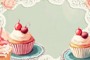 甜美纸杯蛋糕与蕾丝花边