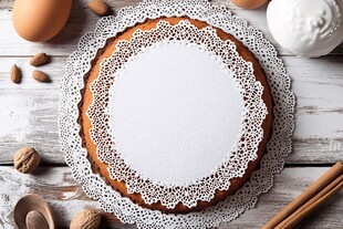 精美蕾丝边装饰的美味蛋糕