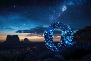 夜空中闪耀的梦幻能量之环