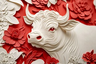 牛年主题立体纸艺装饰画