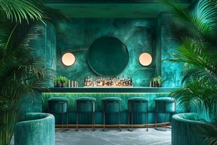 绿调时尚酒吧室内场景