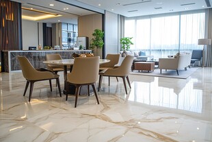 现代豪华客厅餐厅一体化空间