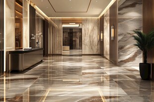 豪华大理石装饰的酒店大堂
