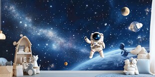 梦幻太空主题儿童房场景