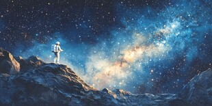 宇航员凝望璀璨星河