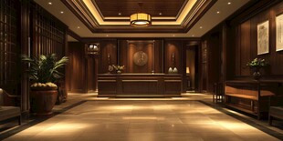 中式典雅酒店大堂空间