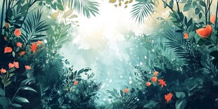 梦幻丛林中的光影花卉世界