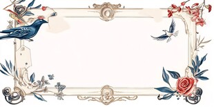 复古花鸟装饰边框图案