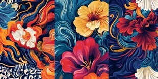 绚丽花卉抽象图案设计