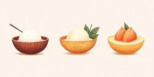 三款美味水果甜品插画