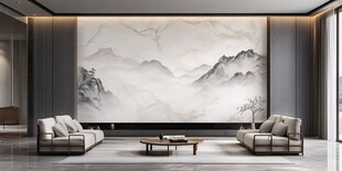 新中式客厅水墨山水背景墙