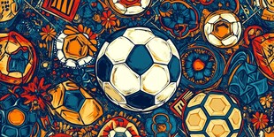 多彩足球元素创意插画