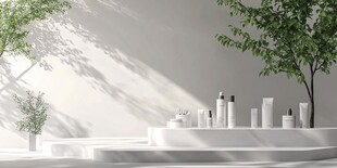 简约护肤产品展示场景