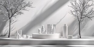 简约风护肤品展示场景