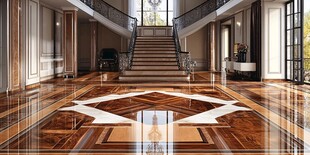 奢华欧式大厅木质地板景观