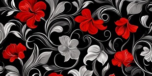 黑底花卉精美无缝图案