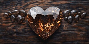 心形棕钻闪耀于木底之上