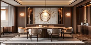 中式雅致餐厅室内设计效果图