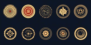 复古金色徽章标志设计集合