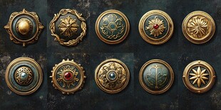 复古华丽金属徽章饰品展示