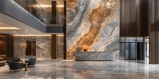 豪华大理石装饰的酒店大堂