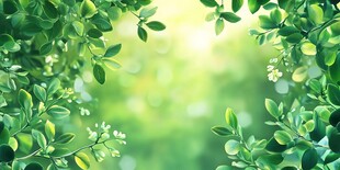 绿意盎然的清新树叶景观