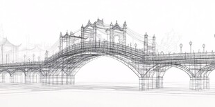 桥梁建筑手绘线条图