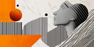 抽象几何与人物轮廓艺术图