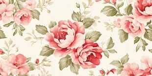 粉色花卉复古风墙纸图案