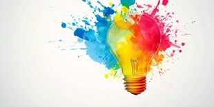 彩色泼墨灯泡创意画面