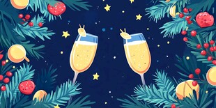 圣诞香槟欢庆插画
