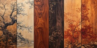 中式木纹与山水艺术拼接