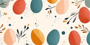 复活节彩蛋与植物装饰图案