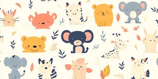 可爱动物卡通图案背景