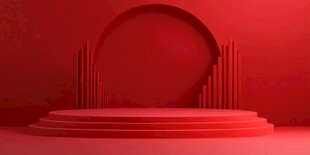 红色立体几何风格展示台