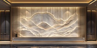 中式山水艺术背景墙设计