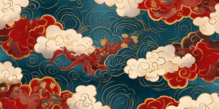 中式云纹祥龙华丽图案