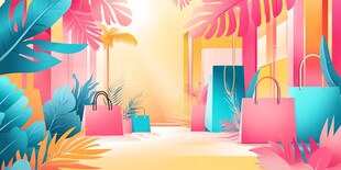 缤纷购物场景 绿植环绕