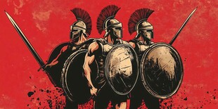 三位斯巴达勇士严阵以待