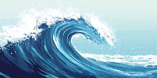 蓝色海浪插画
