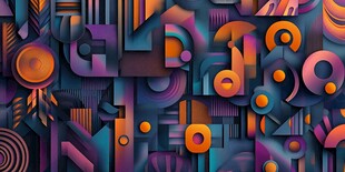 多彩几何抽象立体图案