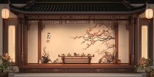 中式典雅古风茶室场景