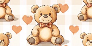 可爱小熊与爱心图案背景