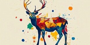 彩色几何风抽象艺术鹿