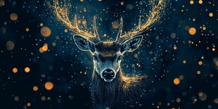 梦幻金角鹿 夜空中的精灵