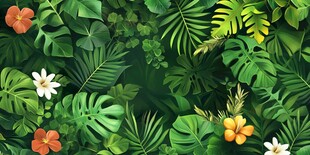 热带绿植花卉背景图