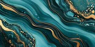 蓝绿金交融的流体艺术纹理