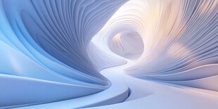 梦幻蓝色曲线隧道空间