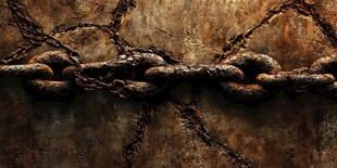 生锈铁链与斑驳背景纹理